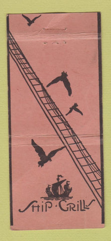 Matchbook Cover - Ship Grills Bar New York City WORN 30 Strike
