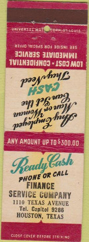 Matchbook Cover - Ready Cash Finance Houston TX
