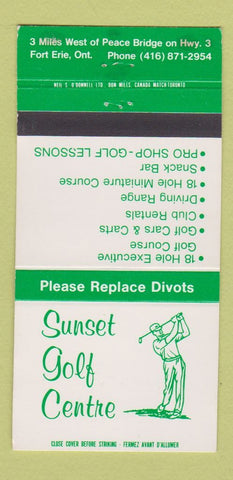 Matchbook Cover - Sunset Golf Centre Fort Erie ON 30 Strike