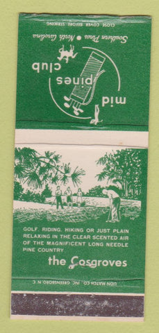 Matchbook Cover - Mid Pines Club Golf Southern Pines NC WEAR 30 Strike