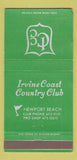 Matchbook Cover - Irvine Coast Country Club Newport Beach CA WEAR 30 Strike
