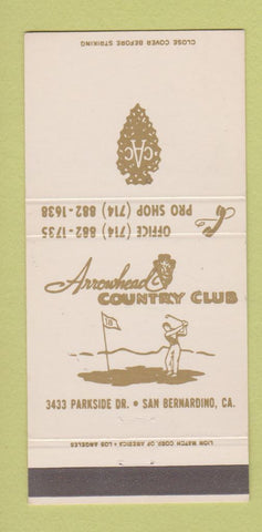 Matchbook Cover - Arrowhead Country Club San Bernardino CA 30 Strike