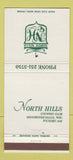 Matchbook Cover - North Hills Country Club Menomonee Falls WI 30 Strike