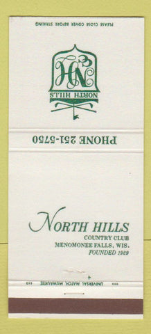 Matchbook Cover - North Hills Country Club Menomonee Falls WI 30 Strike
