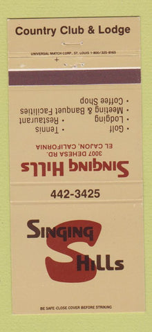 Matchbook Cover - Singing Hills Country Club Lodge El Cajon CA 30 Strike