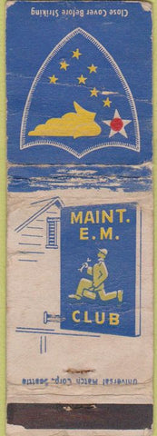 Matchbook Cover - Maintenence E.M. Club Military WORN