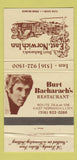 Matchbook Cover - Burt Bacharach's Restaurant East Norwich LI NY WORN 30 Strike