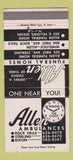 Matchbook Cover - Allen Funeral Home Ambulance Sterling Dixon IL  30 Strike