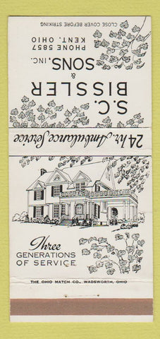 Matchbook Cover - SC Bissler Sons Ambulance Furniture Kent OH 30 Strike