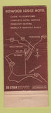 Matchbook Cover - Redwood Lodge Motel Los Angeles CA 30 Stick