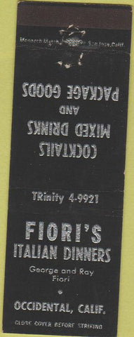 Matchbook Cover - Fiori's Italian food Occidental CA