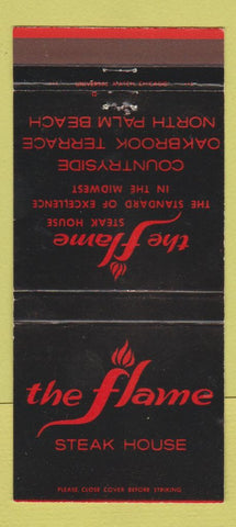 Matchbook Cover - Flame Steak House Countryside Oakbrook IL Palm Beach 30 Strike