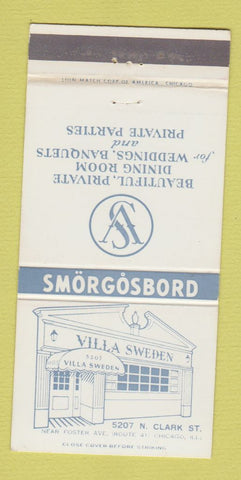 Matchbook Cover - Villa Sweden Smorgasbord Chicago IL 30 Strike