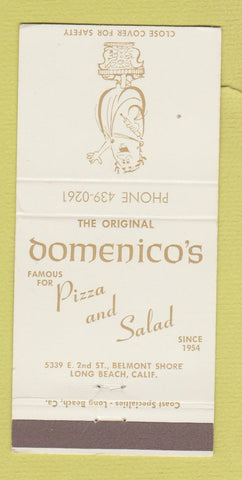 Matchbook Cover - Domenico's Pizza Long Beach CA 30 Strike