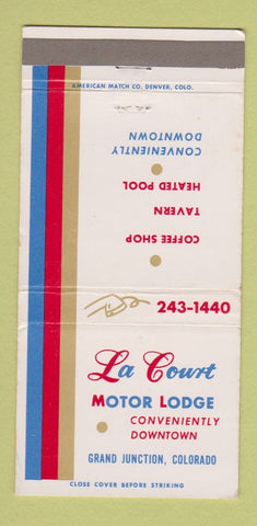Matchbook Cover - La Court Motor Lodge Grand Junction Colorado 30 Strike