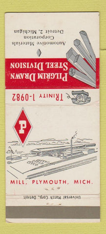 Matchbook Cover - Pilgrim Drawn Steel Detroit MI Plymouth 30 Strike