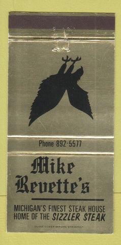 Matchbook Cover - Mike Revette's Restaurant Steak  Detroit? MI 30 Strike