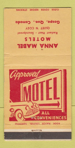 Matchbook Cover - Anna Mabel Motels Gaspe QC 30 Strike
