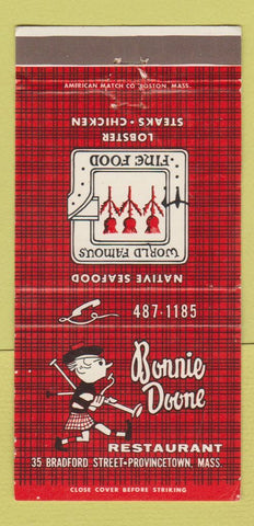 Matchbook Cover - Bonnie Doone Restaurant Provincetown MA 30 Strike