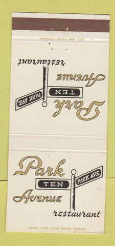 Matchbook Cover - Park Avenue Restaurant New York City 30 Strike