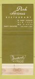 Matchbook Cover - Park Avenue Restaurant New York City 30 Strike