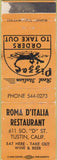 Matchbook Cover - Roma D'Italia Tustin CA POOR