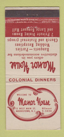 Matchbook Cover - Manor House Restaurant Moorestown NJ 21 Strike Feature
