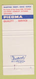 Matchbook Cover - Picoma Pipe Coupling Martins Ferry OH 30 Strike