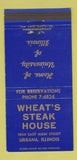 Matchbook Cover - Wheat's Steak House Urbana IL 30 Strike