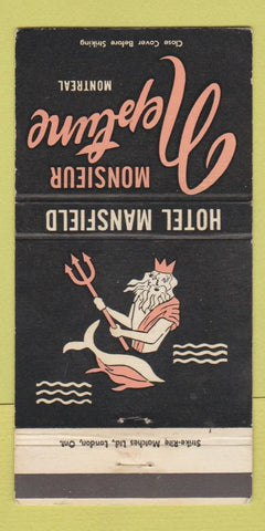 Matchbook Cover - Hotel Mansfield Montreal QC Monsieur Neptune 30 Strike