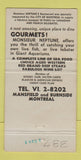 Matchbook Cover - Hotel Mansfield Montreal QC Monsieur Neptune 30 Strike