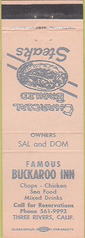Matchbook Cover - Buckaroo Inn Three Rivers CA