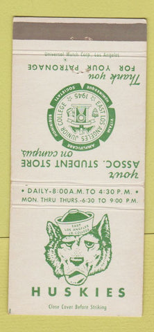 Matchbook Cover - East Los Angeles CA Junior College Huskies 30 Strike