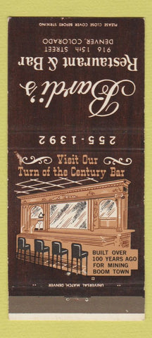 Matchbook Cover - Bardi's Restaurant Bar Denver Colorado 30 Strike
