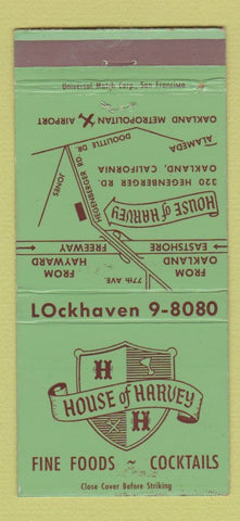 Matchbook Cover - House of Harvey Oakland CA restaurant WEAR 30 Strike