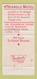 Matchbook Cover - Triangle Motel Raleigh NC 30 Strike