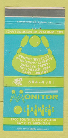 Matchbook Cover - Monitor Lanes Bowling Bay City MI WEAR 30 Strike