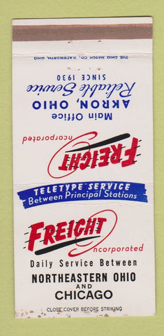Matchbook Cover - Freight Inc Trucking Akron OH 30 Strike