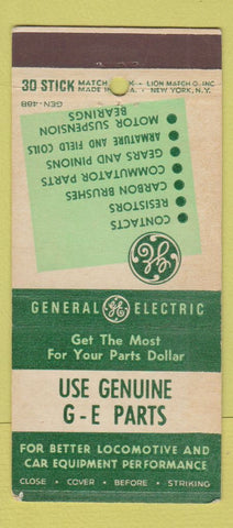 Matchbook Cover - GE Parts Locomotive Car Equipment 30 Stick