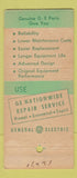 Matchbook Cover - GE Parts Locomotive Car Equipment 30 Stick