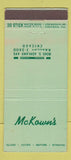 Matchbook Cover - McKown's Chicago IL restaurant 30 Stick