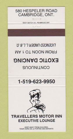 Matchbook Cover - Travellers Motor Inn Strip Club Cambridge ON girlie 30 Strike