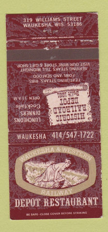 Matchbook Cover - Depot Restaurant Waukesha WI girlie 30 Strike