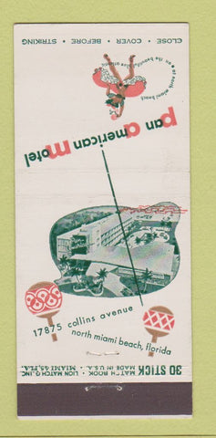 Matchbook Cover - Pan American Motel Miami Beach FL girlie 30 Stick