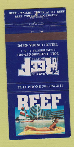 Matchbook Cover - Reef Hotels Waikiki Hawaii girlie WEAR 30 Strike