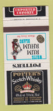 Matchbook Cover - Potter's Scotch Whiskey White Rum Blanc 30 Strike