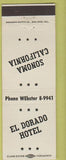 Matchbook Cover - El Dorado Hotel Sonoma CA white