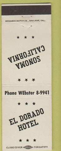 Matchbook Cover - El Dorado Hotel Sonoma CA white