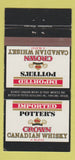 Matchbook Cover - Potter's Crown Canadian Whiskey Portland OR liquor 30 Strike