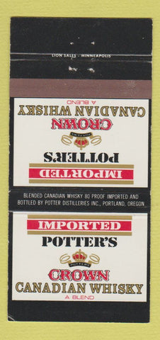 Matchbook Cover - Potter's Crown Canadian Whiskey Portland OR liquor 30 Strike